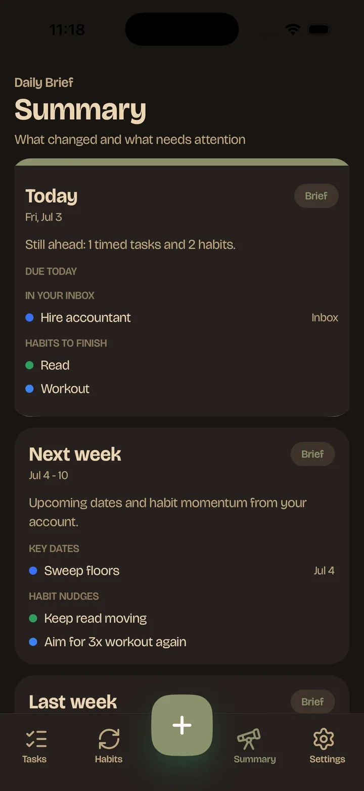Tendi daily summary on iPhone