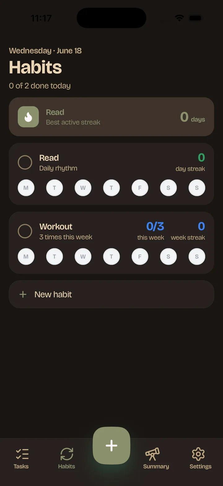 Tendi habits on iPhone