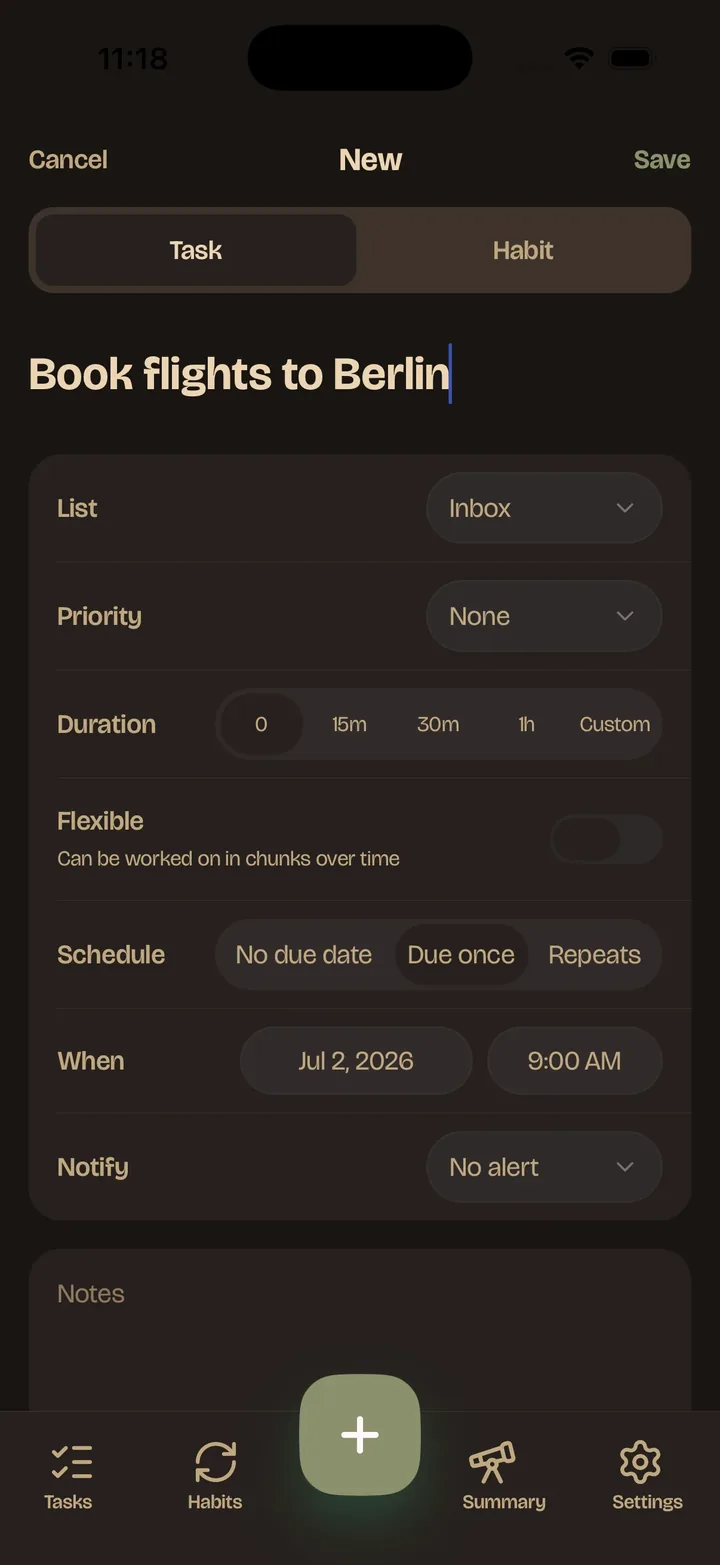 Adding a task in Tendi on iPhone